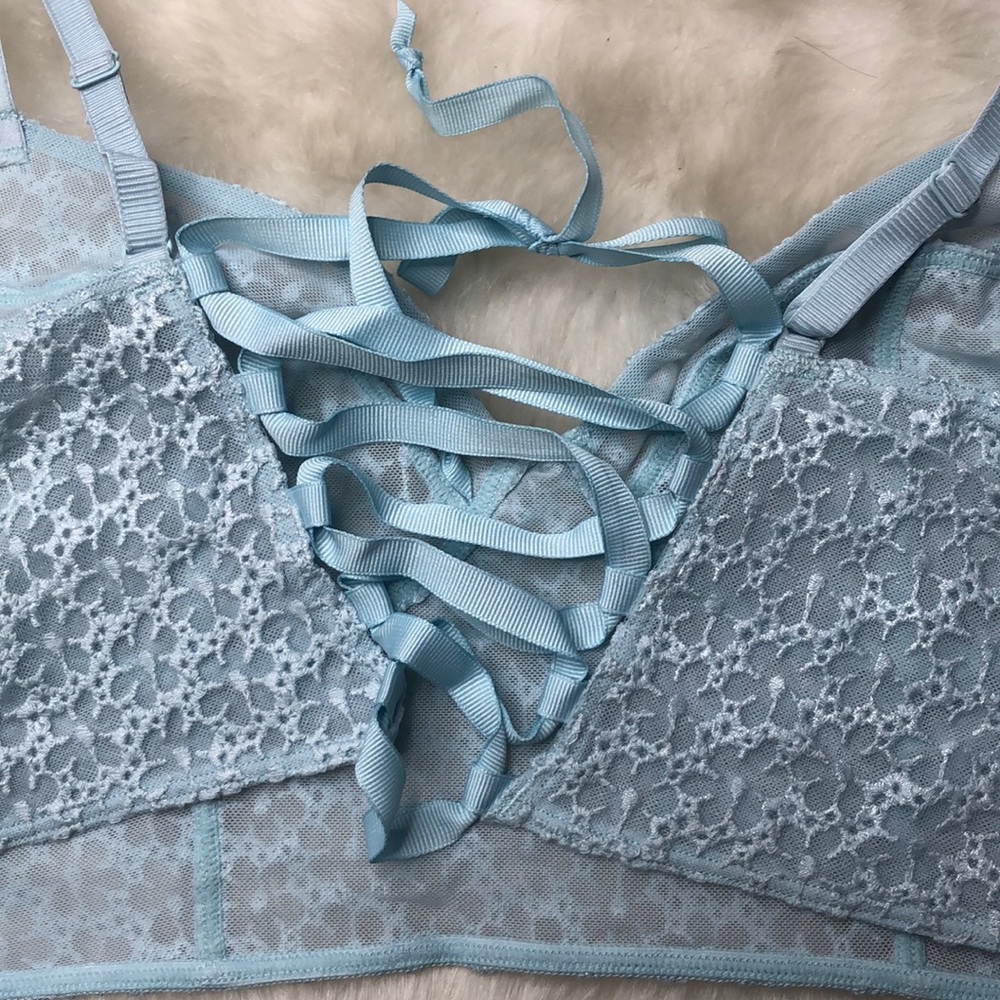 Free People Lele Longline Bra Baby Blue S/M NEW - Picture 7 of 9